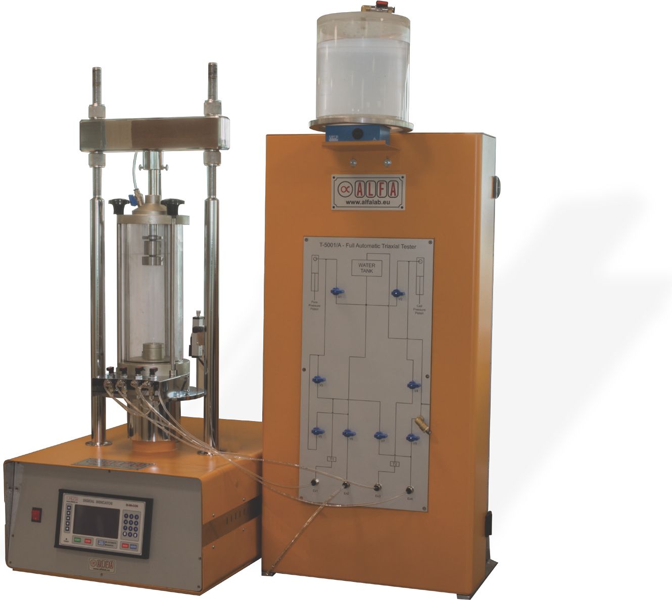 Equipo triaxial automático de consolidación y drenaje Alfa Testing.