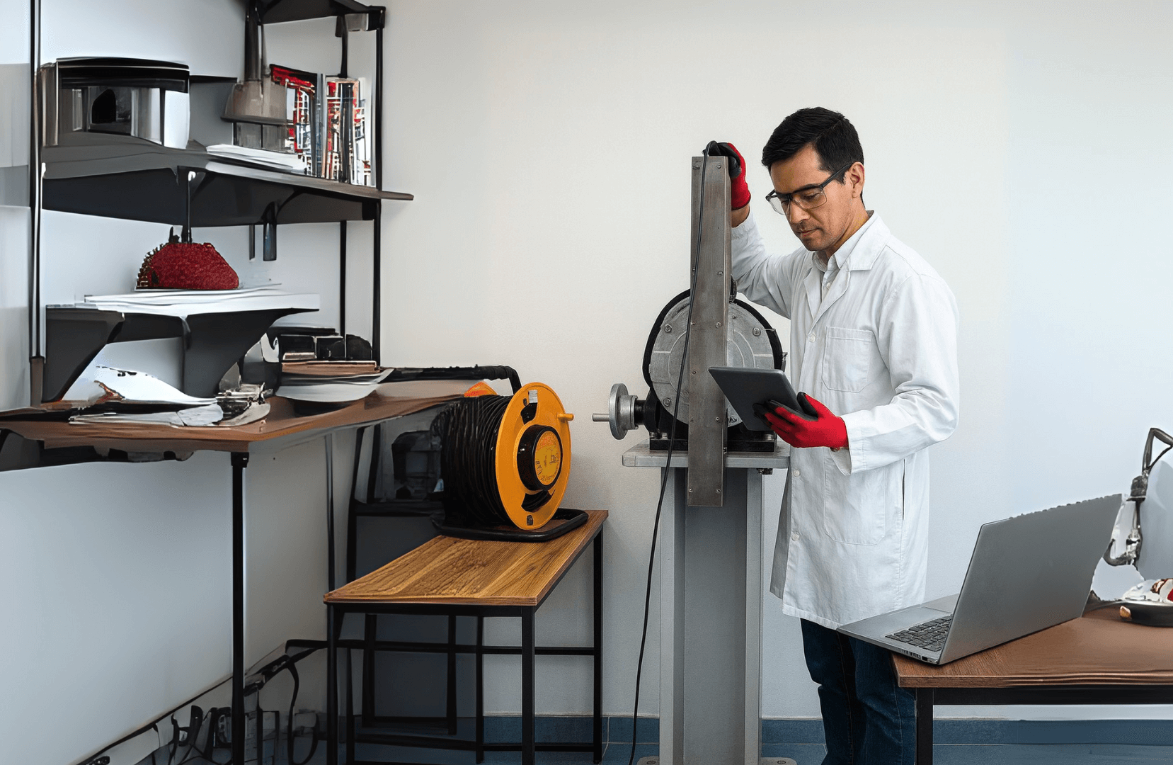 Técnico realizando inspección de equipos industriales